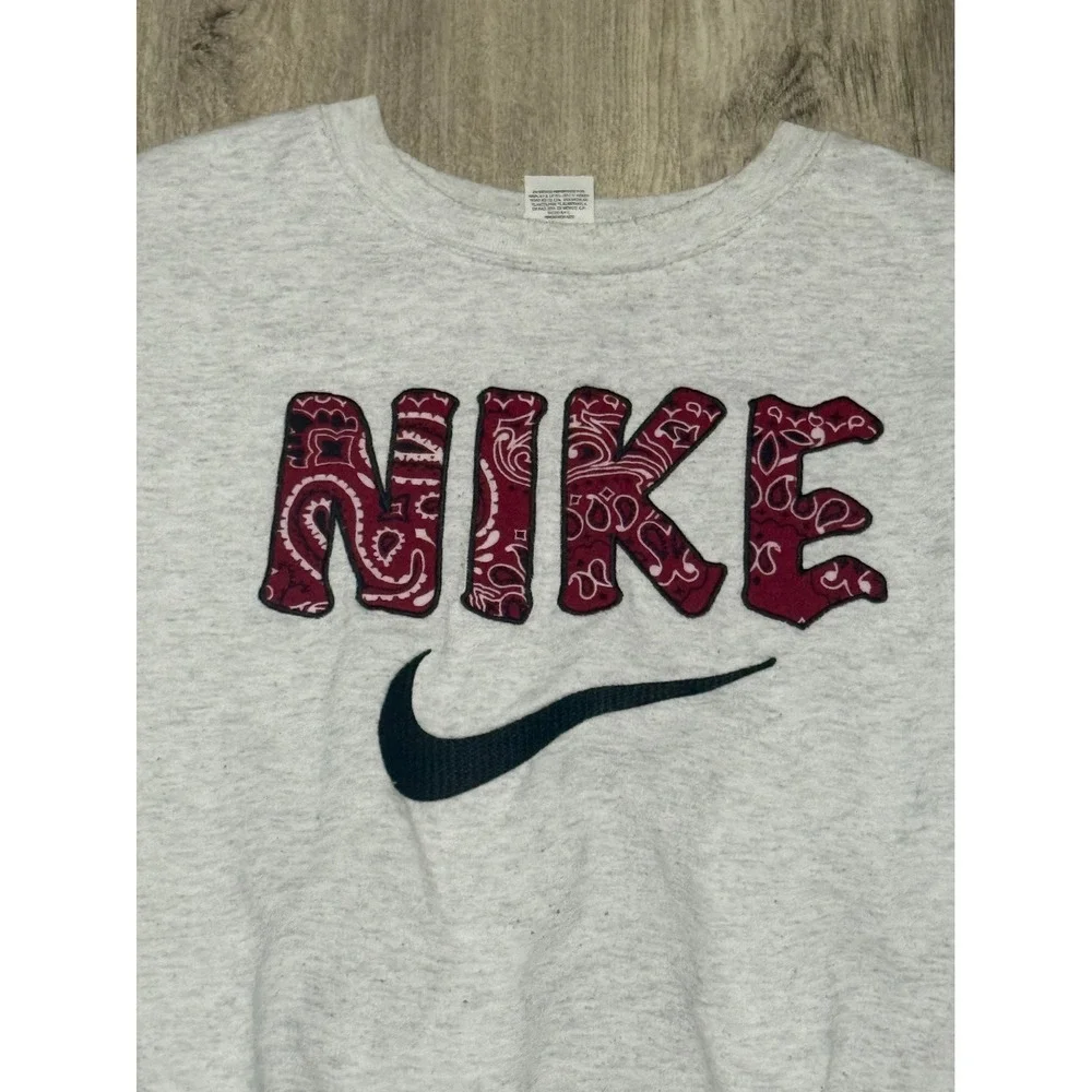Nike Hanes EcoSmart‎ Sweatshirt XL Gray Bandana Logo Pullover Top
